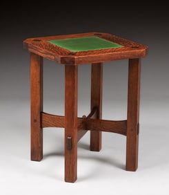 Early Gustav Stickley #53-T Grueby Tile Top Plant Stand c1902