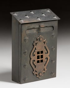 Arts & Crafts Period Iron & Brass Mailbox c1920