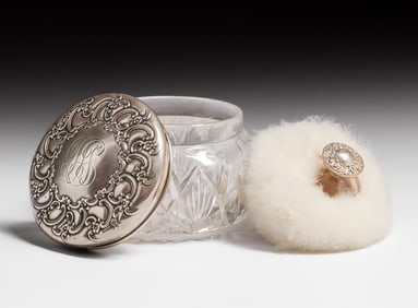 Tiffany & Co Sterling Silver & Cut Crystal Powder Jar c1915-1920