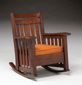 Harden Furniture Co Oak Wavy-Arm Rocker c1910