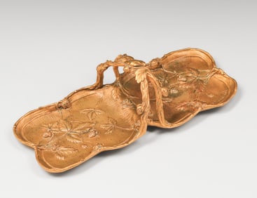 Charlotte Monginot (French 1872- 1962) Gilt Bronze Art Nouveau Pen Tray c1910s
