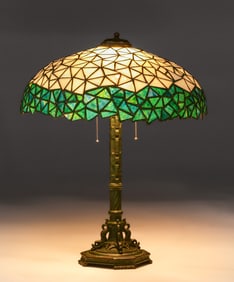 Phillip Semmer - Pittsburgh, PA Dolphin Base Leaded Glass Lamp c1910