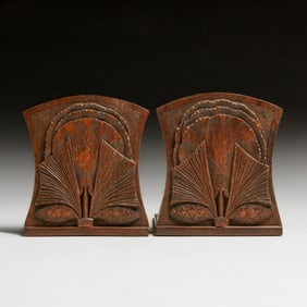 Tryon Toy Makers & Wood Carvers, Tryon, N.C. Hand-Carved Bookends c1930s