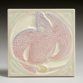 Rookwood Pottery #2043 Parrot Trivet Tile 1930