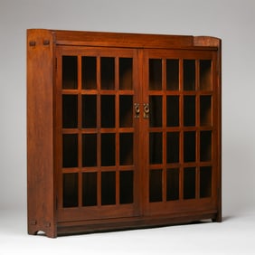 Early Gustav Stickley 62w Two-Door Bookcase c1902