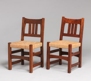 Early Gustav Stickley Pair of Side Chairs c1902