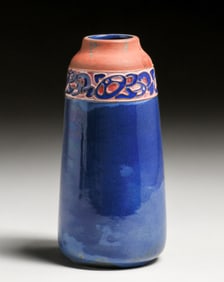 California Faience Four-Color Cuenca Decorated Vase c1920s