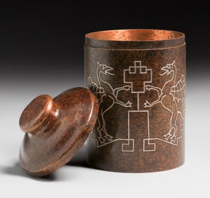 Heintz #2581 Sterling on Bronze Winged Griffin Humidor c1915