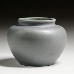 W.J. Walley Pottery Matte Purple & Green Vase c1910