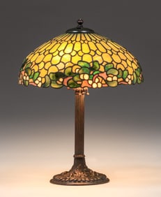 Duffner & Kimberly – New York Leaded Glass Mistletoe Lamp c1910