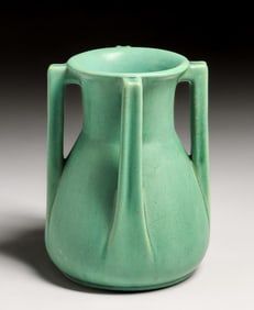 Teco Pottery #403A Matte Green Prairie School Four-Handled Vase c1905