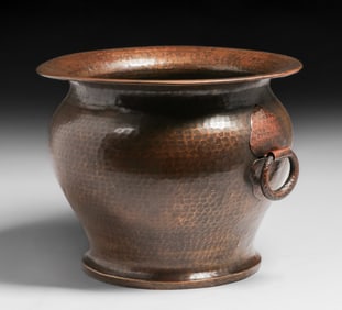 Turchin & Co - New York Hammered Copper Two-Handled Jardiniere c1910