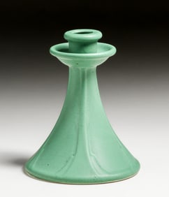 Arts & Crafts Matte Green Candlestick c1910