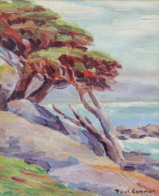 Paul Conner (1881-1968) Califonria Monterey Cypress Trees Coastal Painting c1920s