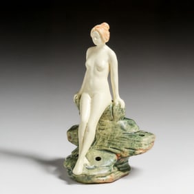 Weller Muskota Art Nouveau Nude Figural Flower Frog c1920s