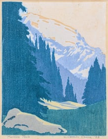 Wendell Corwin Chase (1897-1988) Color Woodcut "Moraine Park" 1929