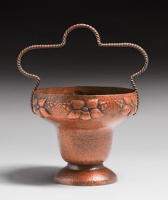 Arts & Crafts Repousse Hammered Copper One-Handled Vase c1900s