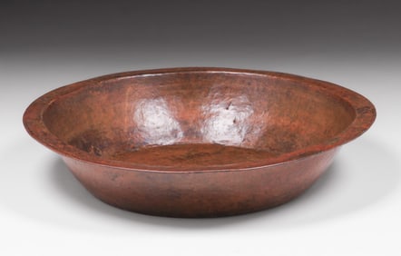 Large Early Dirk van Erp 24"d Hammered Copper Fruit Bowl c1909-1910