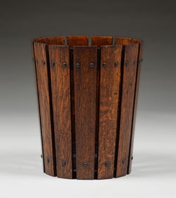 Gustav Stickley #94 Slatted Oak Waste Basket c1905