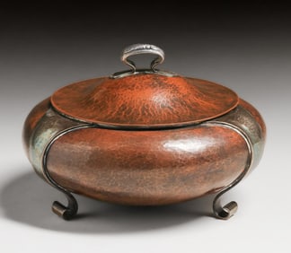 Joseph Heinrichs Hammered Copper & Silver Nut Set c1905