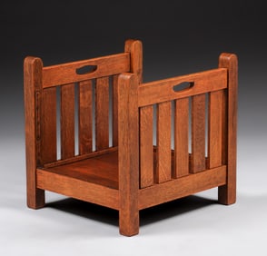 Stickley Brothers Oak Firewood Holder c1910