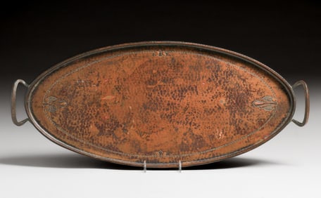 Roycroft Hammered Copper Two-Handled Oval Tray c1920s