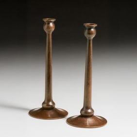 Bradley & Hubbard Prairie School Brass Candlesticks c1910