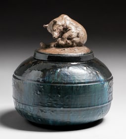 Frederick George Richard Roth (1872-1944) Ceramic Grizzly Bear Covered Vase c1908