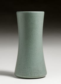 Large Marblehead Pottery Matte Grey Corseted Vase c1910