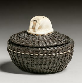 Joe Sikvayugak (1898-1983) Alaskan Inuit Baleen Basket 1966
