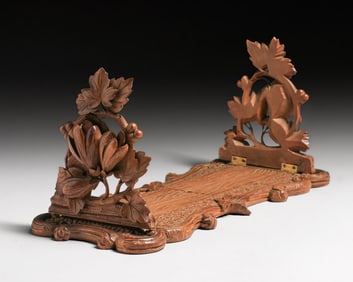 Victorian - Aesthetic Movement Hand-Carved Walnut Table-Top Bookrack c1890s