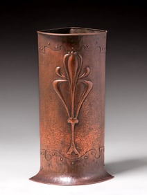 William Souter & Sons - Birmingham, England Hammered Copper Corner Umbrella Stand c1895-1900