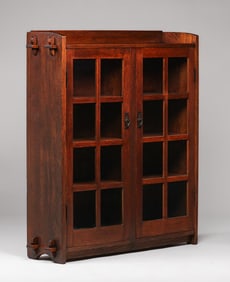 Gustav Stickley Two-Door Tenon & Key Bookcase c1910