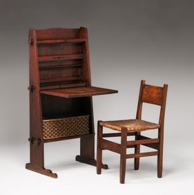 Early Gustav Stickley #505 Chalet Desk & Chair c1901