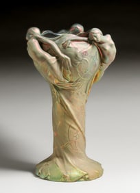 Delphin Massier Art Nouveau 17" Figural Vase c1890s
