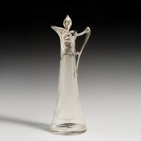 WMF - German Etched Glass & Silver-Plated Pitcher c1905