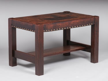 Early L&JG Stickley Onondaga #342 Leather-Top Library Table c1902-1904