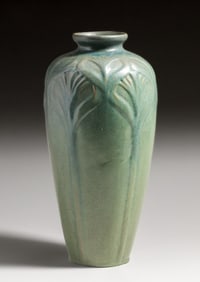 Van Briggle Tall Art Nouveau Matte Blue Vase 1917
