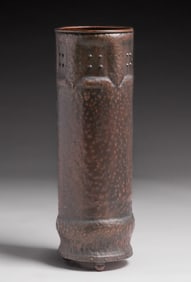 Fred Brosi Ye Olde Copper Shoppe Hammered Copper Warty Umbrella Stand c1915