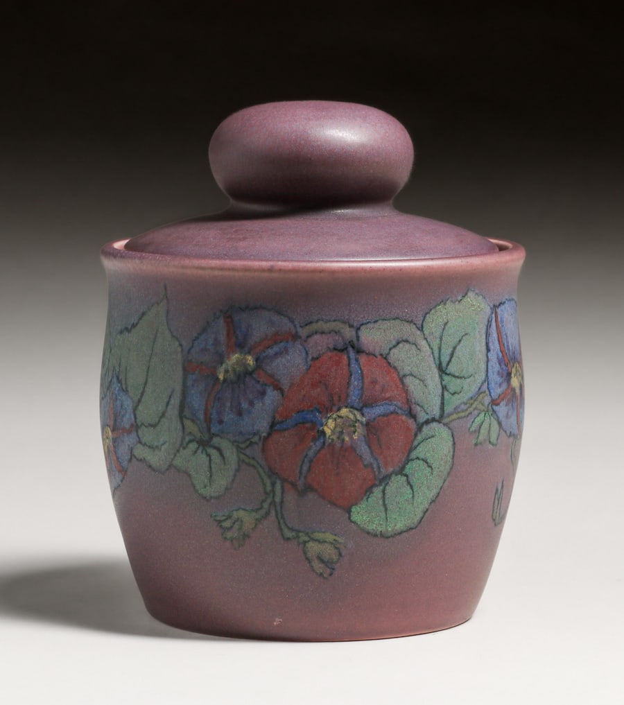 Rookwood Pottery Artist Decorated Wax Matte Humidor 1922: Rookwood Pottery Artist Decorated Wax Matte Humidor 1922. Artist signed with unknown cipher. Perfect condition. 7.25"h x 6"d FREE NATIONWIDE SHIPPING Free Nationwide Shipping within the lower 48 sta
