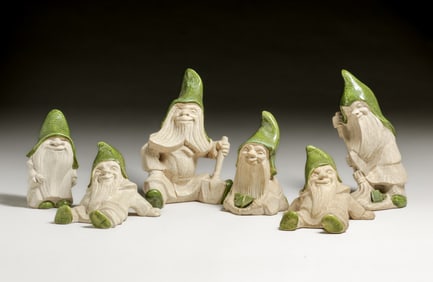 Brayton Laguna Group of 6 Garden Gnomes c1960s