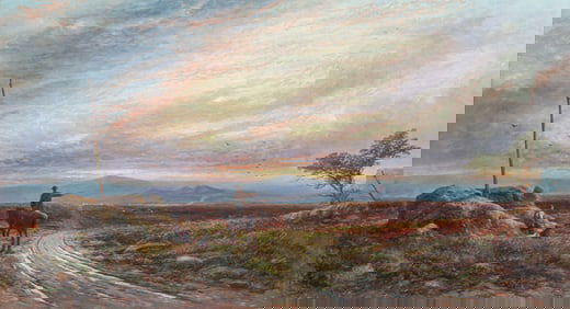 Joseph Wrightson McIntyre (British 1841 - 1897) Large Oil Painting "Stanage Pole" c1870s