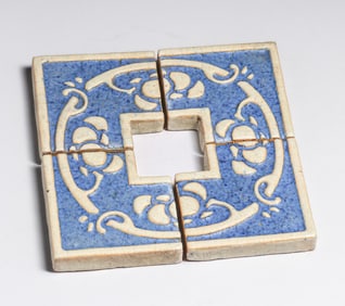 Grueby Pottery Two-Color Corner Tiles c1910