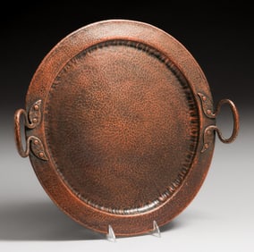 Onondaga Metal Shops Hammered Copper Two-Handled Tray c1910
