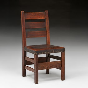 Gustav Stickley #349 1/2 Heavy Ladderback Side Chair c1912-1915