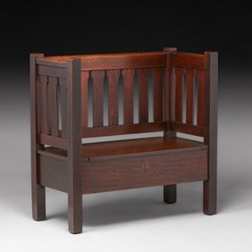 Rare L&JG Stickley #209 Hall Bench c1910