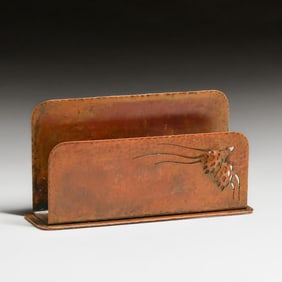 Albert Berry - Seattle Hammered Copper Pinecone Cutout Letter Rack c1920s