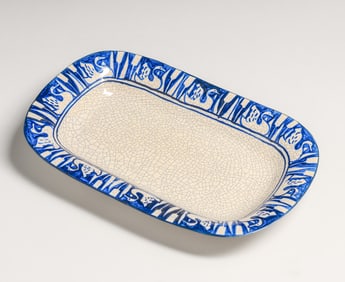 Dedham Pottery Rectangular Swan Plate c1920s