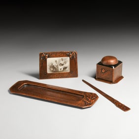 The Rokesley Shop – Cleveland, OH Hammered Copper Desk Set c1904-1920