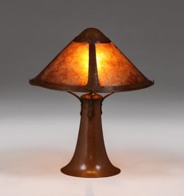 Dirk van Erp Hammered Copper & Mica Lamp c1913-1914
